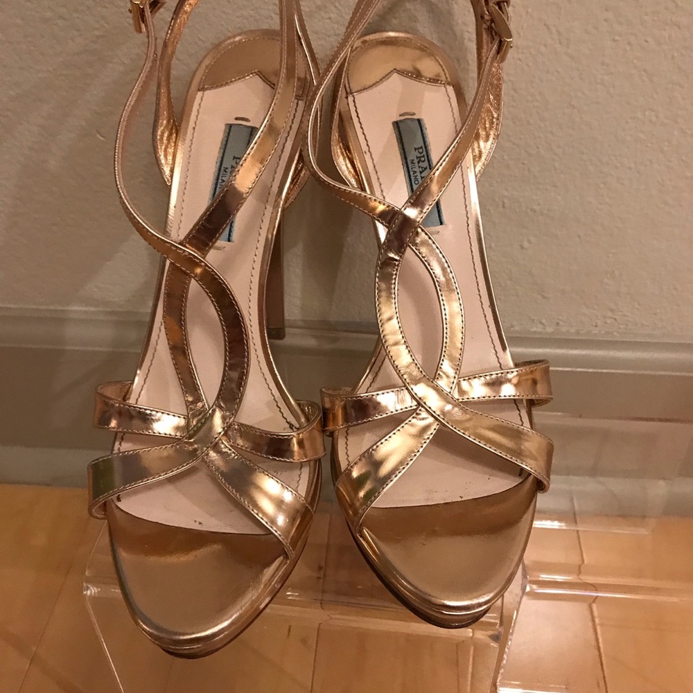 Rose gold Prada Platform Sandals